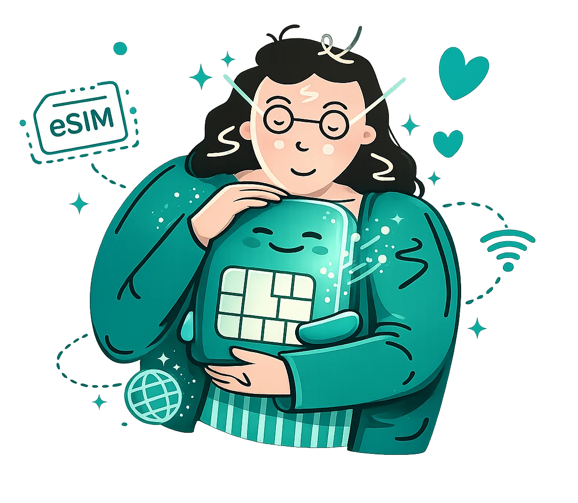 Traveler using a phone with eSIM connectivity